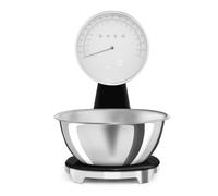 Smeg 50's Style Analogue, Rechargeable Digital Kitchen Scales, Removable Stainless Steel Bowl, LCD display, Black, KSF01BLWW