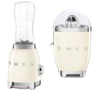 Smeg Blender and Juicer Set, Compact Personal Blender and Citrus Juicer, Cream CJF11CRUK and PBF01CRUK
