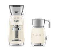 Smeg 50's Style Coffee Grinder & Milk Frother in Cream