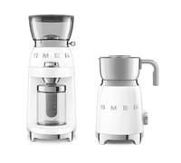 Smeg 50's Style Coffee Grinder & Milk Frother in White