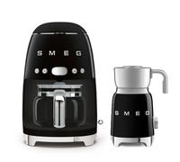 Smeg 50's Style Drip Filter Coffee Machine And Milk Frother In Black Black