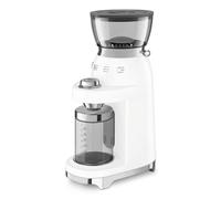 Smeg 50's Style Electric Coffee Grinder, Features a Conical Burr, 30 Bean Grinding Levels, Cream, CGF03WHUK