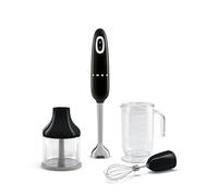 Smeg HBF03BLUK 50s Style Hand Blender with Accessories, Variable Speed, Turbo Function, 700W, Black