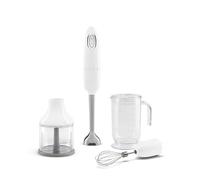 Smeg 50s Style Hand Blender with Accessories, Variable Speed, Turbo Function, 700W, White, HBF03WHUK