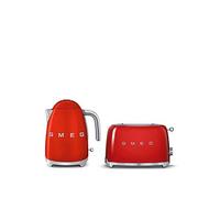 Smeg 50'S Style Jug Kettle & 2 Slice Toaster, Extra Wide Slots, Red One Colour