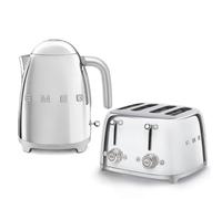 Smeg Kettle & 4-Slice Toaster, Polished Stainless Steel, KLF03SSUK/TSF03SSUK