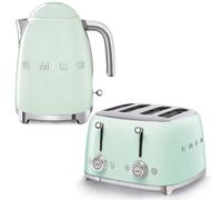 Smeg Kettle and 4 Slice Toaster Set, 50’s Style Retro Range, S/Stee Pastel Green