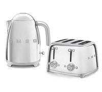 Smeg Kettle & 4-Slice Toaster, Polished Stainless Steel, KLF03SSUK/TSF03SSUK