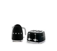 Smeg Retro Coffee Range Set, Espresso Machine with Steam Wand, Electric Coffee Grinder, Black