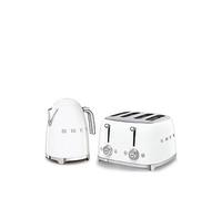 Smeg 50'S Style Kettle Klf03Whuk & And 4-Slice Toaster White