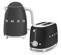 Smeg 50's Style Matte Kettle And 2 Slice Toaster In Black Black