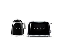 Smeg 50's Style Mini Kettle and 2 Slice Toaster in Black