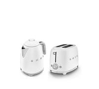 Smeg 50’s Style Retro Range Breakfast Set, 1.7L 3000W Kettle and Multi-Functional Control 2-Slice 950W Toaster, Matte White, KLF03WHMUK/ TSF01WHMUK