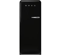 Smeg 50s Style Retro Left Hand Hinge FAB28LBL6UK 153cm Small Fridge with Ice Box - Black - C Rated, Black