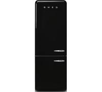 Smeg 50s Style Retro Left Hand Hinge FAB38LBL6 205cm High Frost Free Fridge Freezer - Black - D Rated