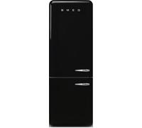 Smeg 50s Style Retro Left Hand Hinge FAB38LBL6 205cm Frost Free Fridge Freezer - Black - D Rated, Black