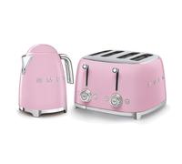 Smeg 50s Style Retro Range Breakfast Set, 1.7L 3000W Kettle and Multi-Functional Control 4-Slice 2000W Toaster, Pastel Pink, KLF03PKUK/ TSF03PKUK