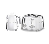 Smeg 50s Style Retro Range Breakfast Set EEJB170: Kettle 1.7L 3000W, 4-Slice Toaster 2000W, Polished Stainless Steel