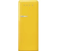 Smeg 50s Style Retro Right Hand Hinge FAB28RYW5UK 153cm High Small Fridge with Ice Box - Yellow - D Rated, Yellow