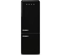 Smeg 50s Style Retro Right Hand Hinge FAB38RBL6 205cm High Frost Free Fridge Freezer - Black - D Rated, Black