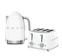 Smeg 50's Style Variable Kettle & 4 Slice Toaster in White Smeg White