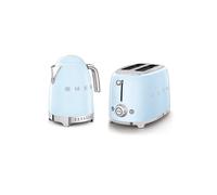 Smeg 50’s Style Retro Range Breakfast Set, 1.7L 3000W Variable Temperature Kettle and Multi-Functional Control 2-Slice 950W Toaster, Pastel Blue, KLF04PBUK/ TSF01PBUK