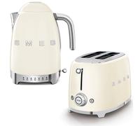 Smeg 50’s Style Retro Range Breakfast Set, 1.7L 3000W Variable Temperature Kettle and Multi-Functional Control 2-Slice 950W Toaster, Cream, KLF04CRUK/ TSF01CRUK