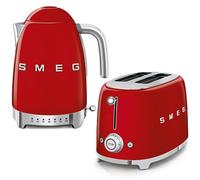 Smeg 50s Style Retro Style Kitchen Set, 1.7L Jug Kettle, 2 Slice Toaster, Red, EEJB536
