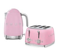 Smeg Kettle & Toaster, 1.7W, 3Kw, 4 Slice, Pink, 7 Temps, Klf04Pkuk & Tsf03Pkuk Pink
