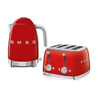 Smeg EEJB133 Jug Kettle with Acoustic Alarm, 3KW, 1.7L & Smeg 4 Slice Toaster, Extra Wide Slots, White TSF03WHUK/KLF04WHUK