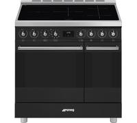 Smeg Symphony C92IPMB2 90cm Electric Range Cooker with Induction Hob and Pyrolytic Cleaning - Matt Black - A/A Rated, Black