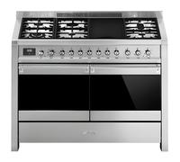 Smeg A4-81 cooker Freestanding cooker Gas Black, Stainless steel