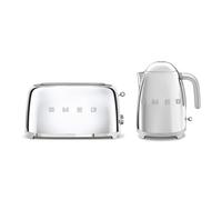 Smeg Bundle Set TSF02 4 Slice 2 Long-Slot Toaster & KLF03 Kettle Bundle - Stainless Steel