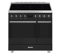 Smeg Symphony C92IPMB2 90cm Electric Range Cooker with Induction Hob and Pyrolytic Cleaning - Matt Black - A/A Rated, Black