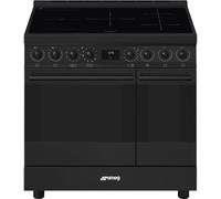 Smeg C92IPN2 - Black 90cm Dual Cavity Range Cooker - Induction - Pyrolytic Self-Cleaning - A Energy