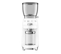 Smeg CGF01WHUK Coffee Grinder, Aluminium Construction, 50's Retro Style, 8 Programme Settings and 3 Grinding Grades, White