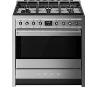 Smeg Classic A90G001PX 90cm wide Dual Fuel Range Cooker with Gas Hob - Stainless Steel Stainless Steel