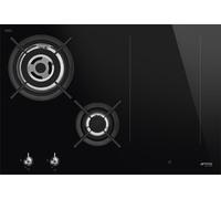 Smeg Classic PM3743D 75cm Mixed Fuel Induction Hob - Black, Black