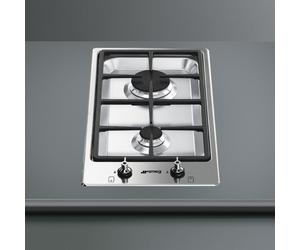 Smeg Classic Ultra Low Profile Modular 2 Burner Gas Hob PGF32G Stainless Steel