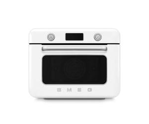 Smeg, COF01WHEU Mini Combination Oven, 10 Cooking Functions, 33 Automatic Recipes, Removable Tank, Steaming, Descaling Function, Power 1800W, White