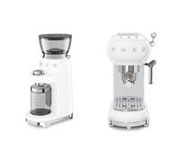 Smeg Coffee Grinder in White & Espresso Coffee Machine Smeg White