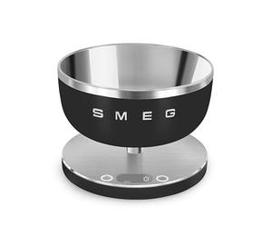 Smeg Collection 1.8L Digital Kitchen Scale with Removable Bowl, Four Units of Measurement, Rechargeable, Matte Black, KSC01BLMWW