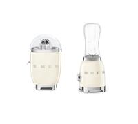 Smeg Blender and Juicer Set, Compact Personal Blender and Citrus Juicer, Cream CJF11CRUK and PBF01CRUK