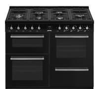 Smeg Concert CX113GMBL 110cm Wide Black Dual Fuel Freestanding Range Cooker