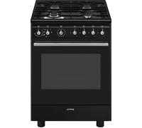 Smeg Concert CX61GMBL Single Oven Dual Fuel Cooker - Black - A Rated, Black