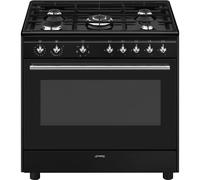 Smeg Concert CX91GMBL 90cm Wide Black Dual Fuel Freestanding Range Cooker
