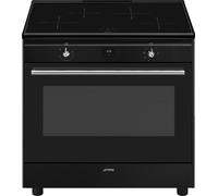 Smeg Concert CX91IMBL 90cm Electric Range Cooker with Induction Hob - Black - A Rated, Black
