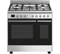 Smeg Concert CX92GM 90cm Dual Fuel Range Cooker with Gas Hob - Stainless Steel - A Rated, Stainless Steel
