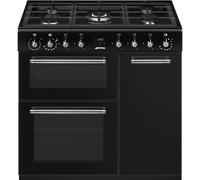 Smeg Concert CX93GMBL 90cm Wide Gloss Black Dual Fuel Freestanding Range Cooker