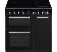 Smeg Concert CX93IMBL 90cm wide Electric Range Cooker with Induction Hob - Black - A/B Rated, Black
